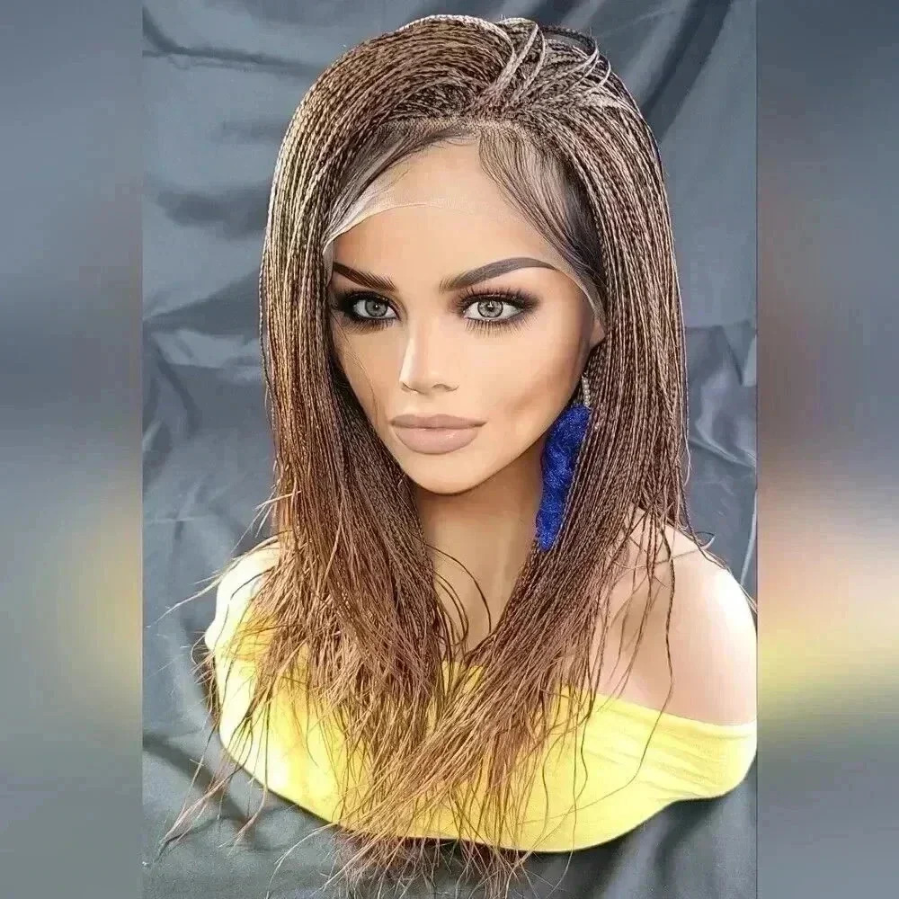 Handmade Auburn Ombre Braided Lace Wig Micro millions braids, medium. YASSINE - Picture 7 of 15